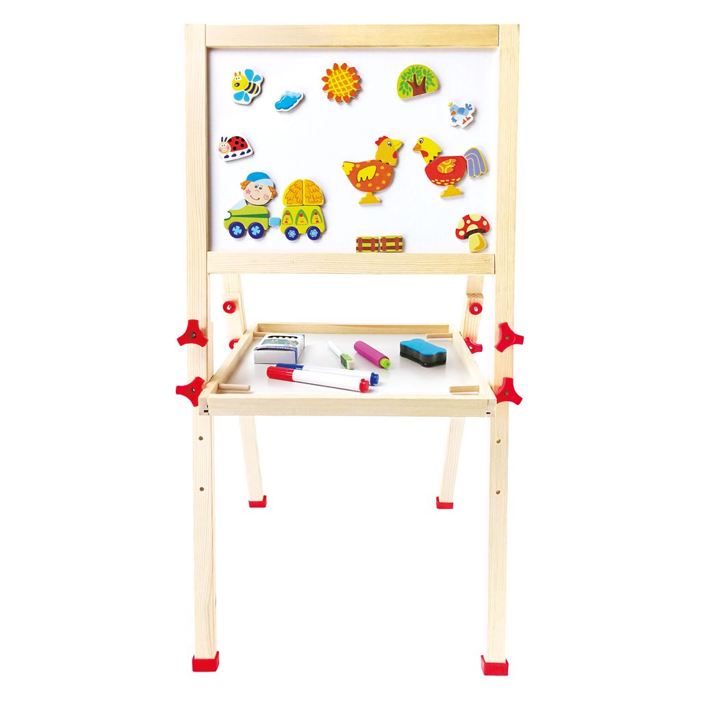 Chevalet Table Bois Double Face Enfant – Tableau Blanc Magnétique + Noir Avec Accessoires Lettres & Chiffres