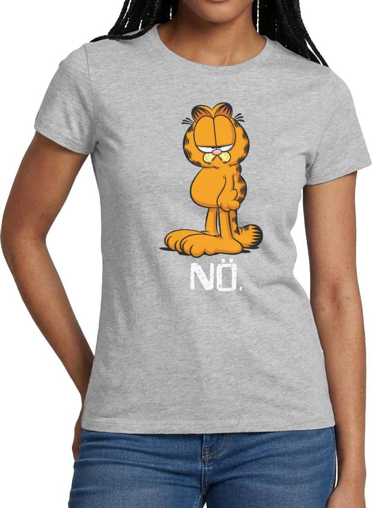 Spreadshirt Garfield Nö Nein Kein Bock Lustig Frauen T-Shirt, L, Grau meliert