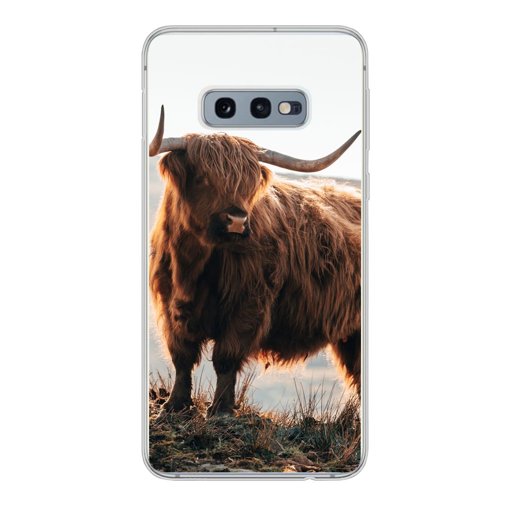 MuchoWow Handyhülle Schutzhülle Hülle für Samsung Galaxy S10e Schottische Highlander - Tiere - Ländlich - Landschaft - Kuh - Natur Silikon S...