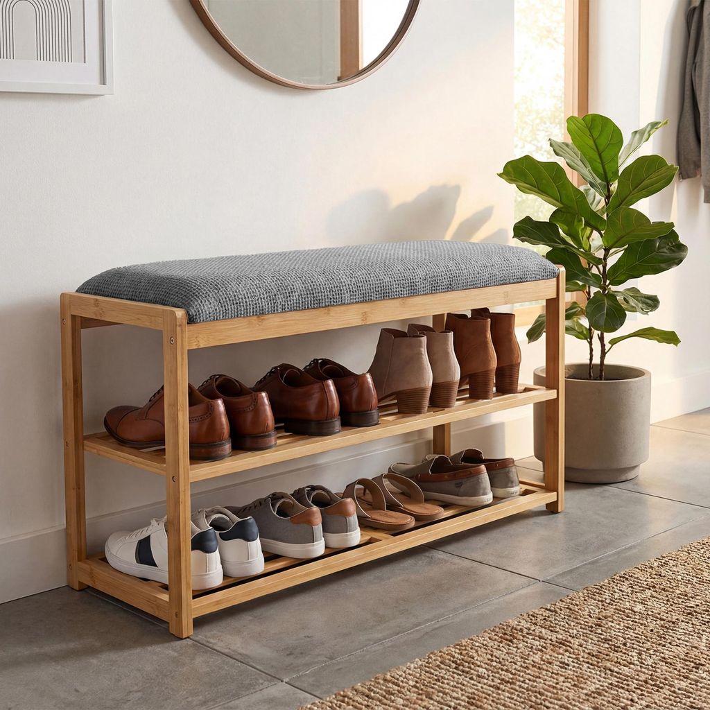 riess-ambiente Schuhbank ZEN-BO 80cm natur grau Bambus Produktbild 