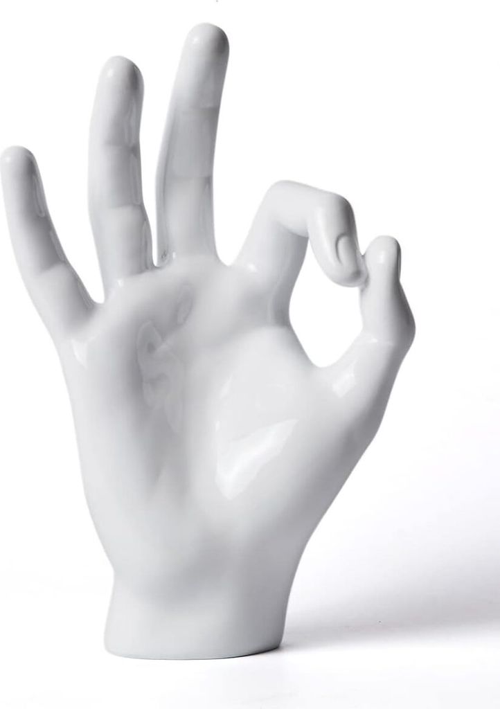 Moderne Handskulptur NENBOLEC aus Polyresin, weiße Dekoration, 28 cm hoch