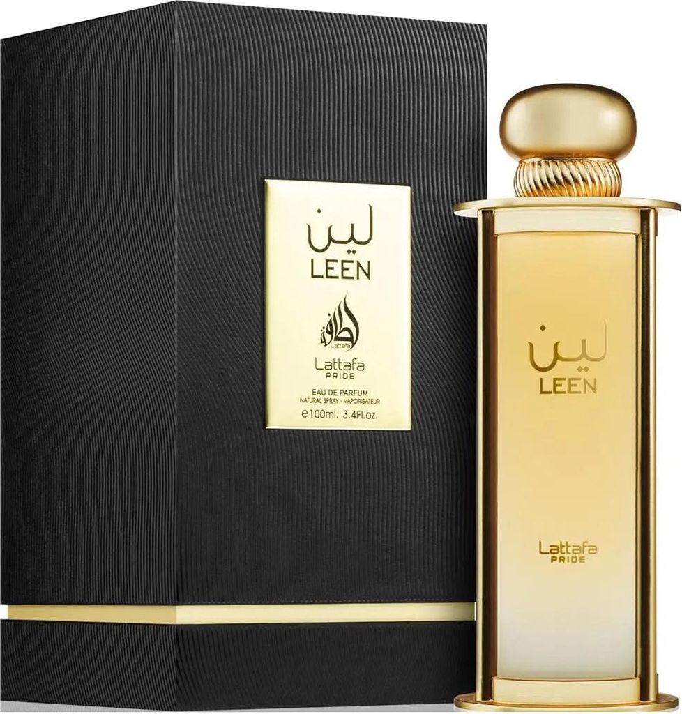 A perfume bottle and its box are displayed against a white background.