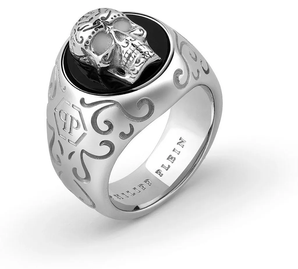 Bague ELITE Philipp Plein PJNEA01R7 avec Gravures Logo Taille 62 Argent