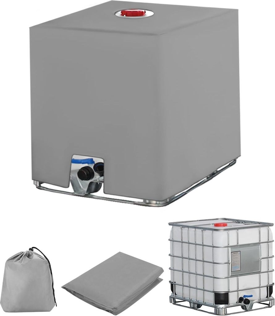SOBEAU IBC Tank Abdeckung 1000L, IBC Container Zubehör, Wassertank UV-Schutzfolie, Regentonne Abdeckung, Schutzplane Regenwassertank, Geeignet fü...