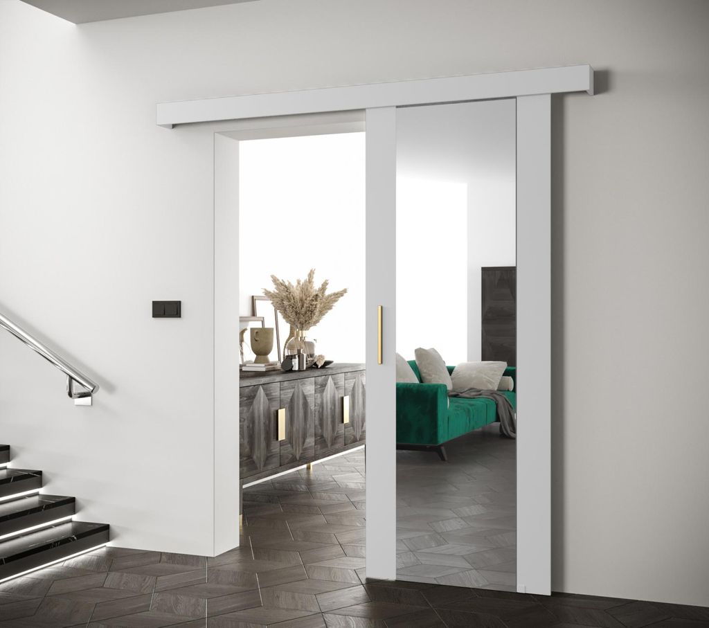 Schiebetür mit goldenem Griff SALOME 2 - 70 cm, weiß