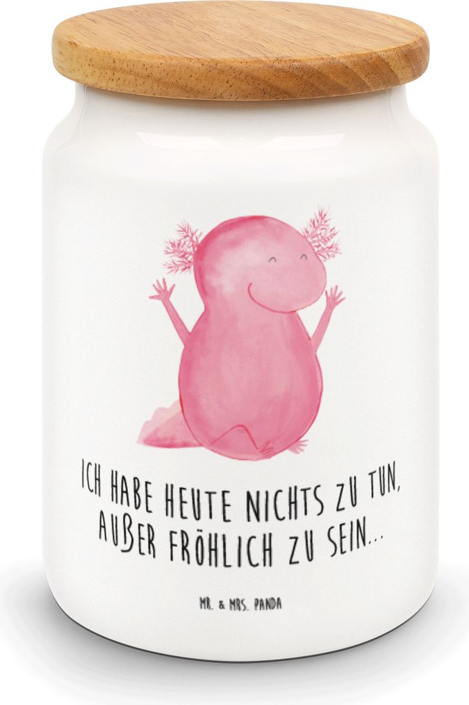 Mr. & Mrs. Panda Kaffeedose Axolotl Hurra - Weiß - Geschenk, Freude, Motivation, Schwanzlurch, Vorratsbehälter, Aufbewahrungsdose, behälter, Vor...