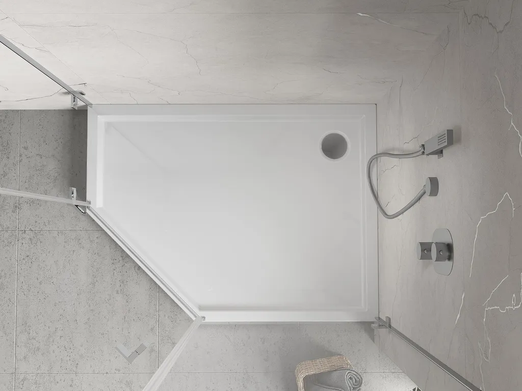 Bac de douche pentagonal 100x90 cm Mexen Flow+ blanc brillant durable