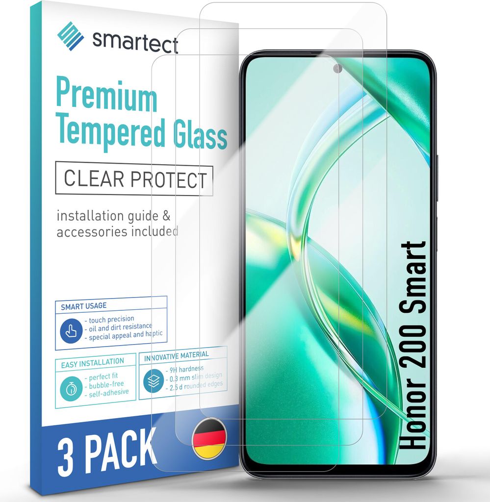 3x Schutzglas Panzerfolie Klar für Honor 200 Smart Displayschutz Hartglas Glas