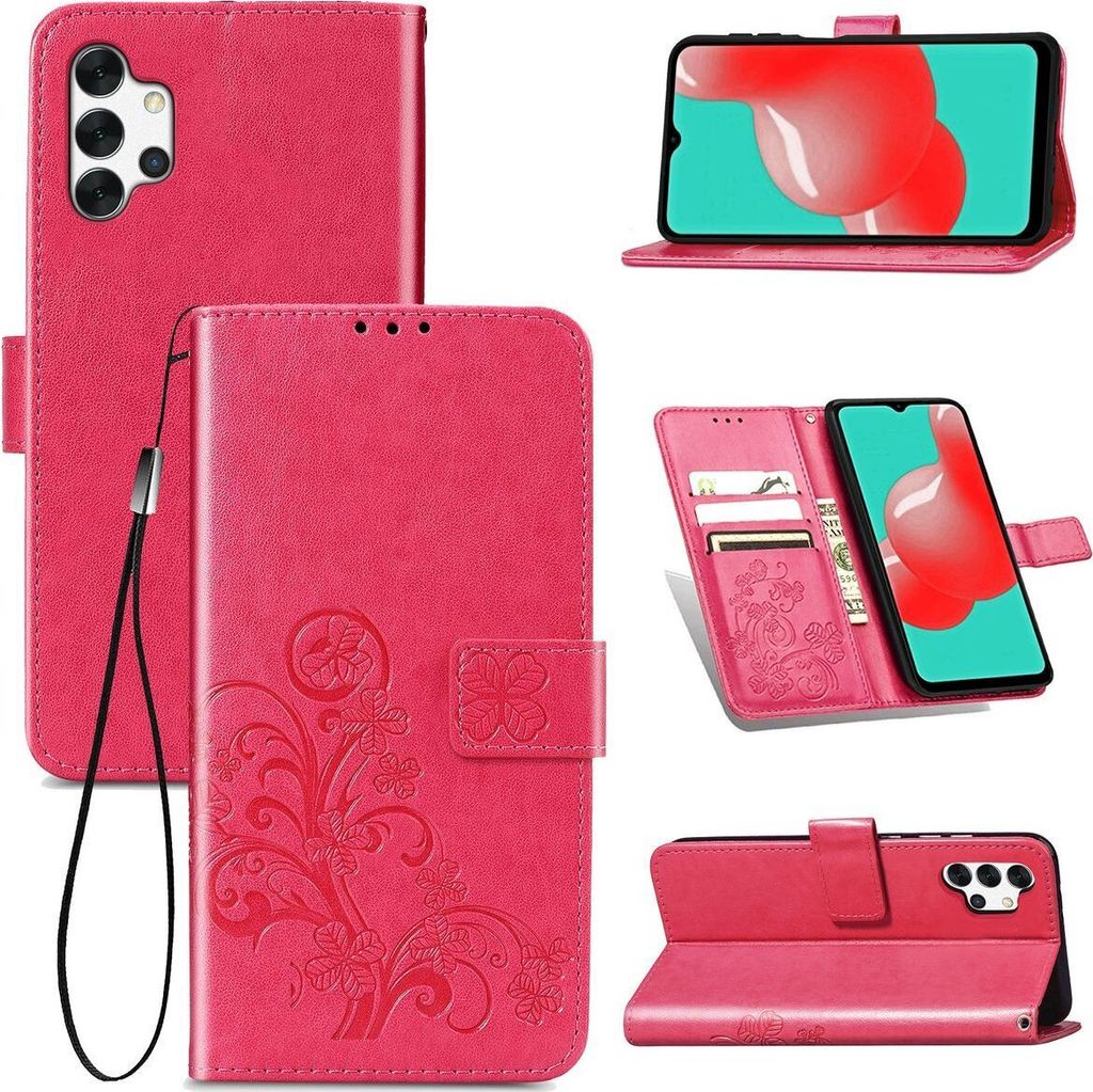 König Design Hülle kompatibel mit Samsung Galaxy A32 5G Kunstleder Handyhülle - Handy Case Rosa