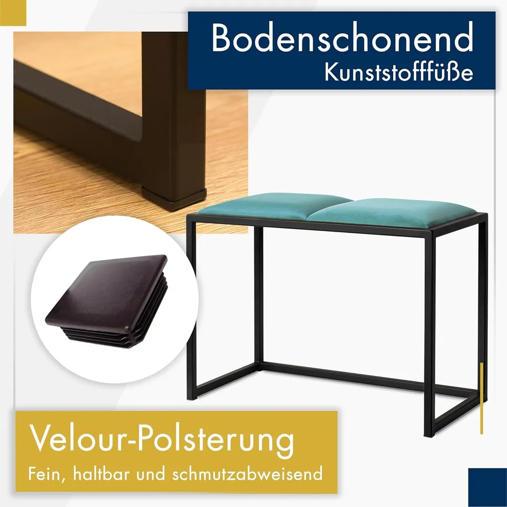 Dettagli Panca Blu Cielo 64,5 cm - Appendiabiti Loft Artigianale - 7