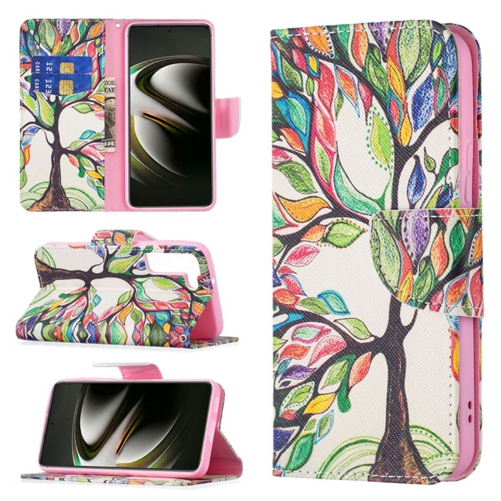 König Design Hülle kompatibel mit Samsung Galaxy S22 5G Kunstleder Handyhülle - Handy Case Baumleben