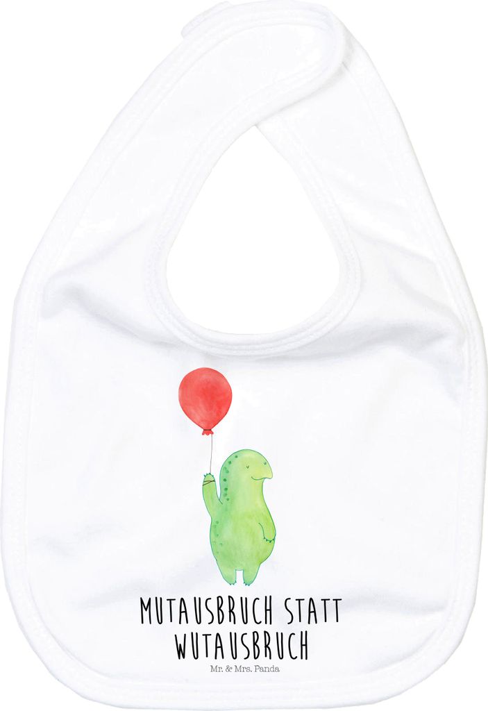 Mr. & Mrs. Panda Lätzchen Schildkröte Luftballon - Weiß - Geschenk, Sabberlätzchen, Für Babys, Baumwolle, Motivationsspruch, Babylätzchen, Sc...