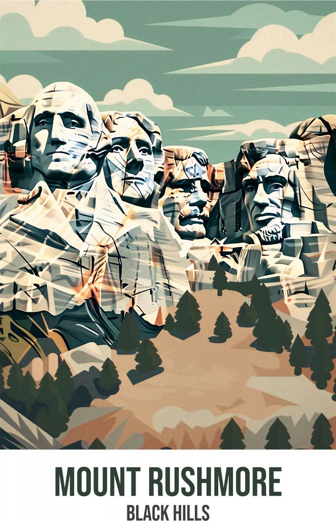 Plakat 53x81cm Mount Rushmore, Black Hills