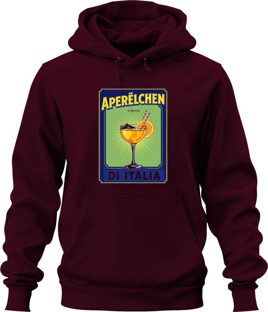 Aperélchen originale Spritz Cocktail Orange Italien Retro Karneval Uni Hoodie Kapuzenpullover, Burgundy, 3XL