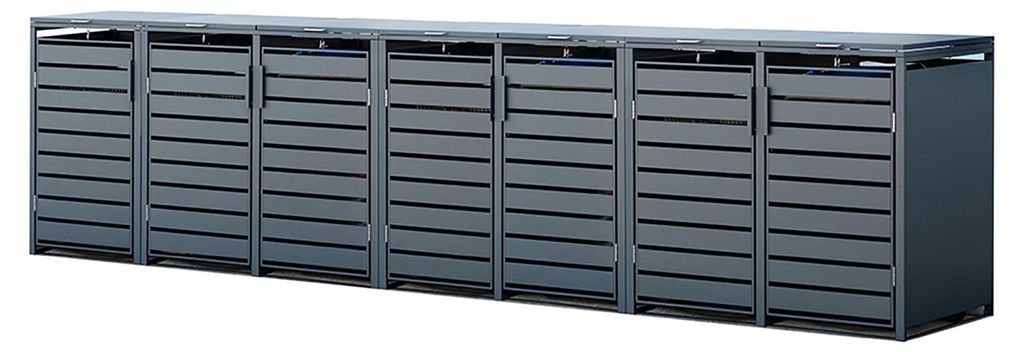 Westmann Metall Mülltonnenbox Kubus 7er 7x240 L Anthrazit Produktbild  KI-generiertes Bild