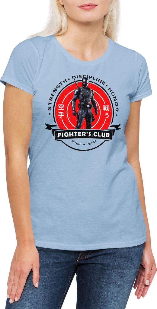 Urban Backwoods Fighter's Club Snake I, Damen T-Shirt, Farbe: Hellblau, Größe: 2XL