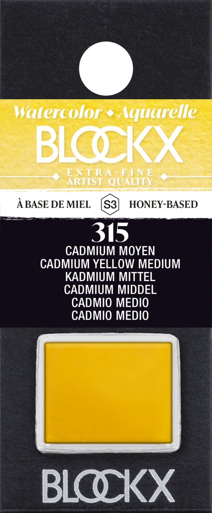 Blockx 3x Aquarellfarbe, 1/2 Näpfchen 1,5ml Cadmium Mittel 41315BXC