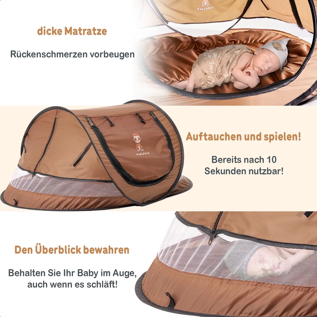 Lit de Bébé Nomade pour Vacances et Sorties avec Matelas Confortable