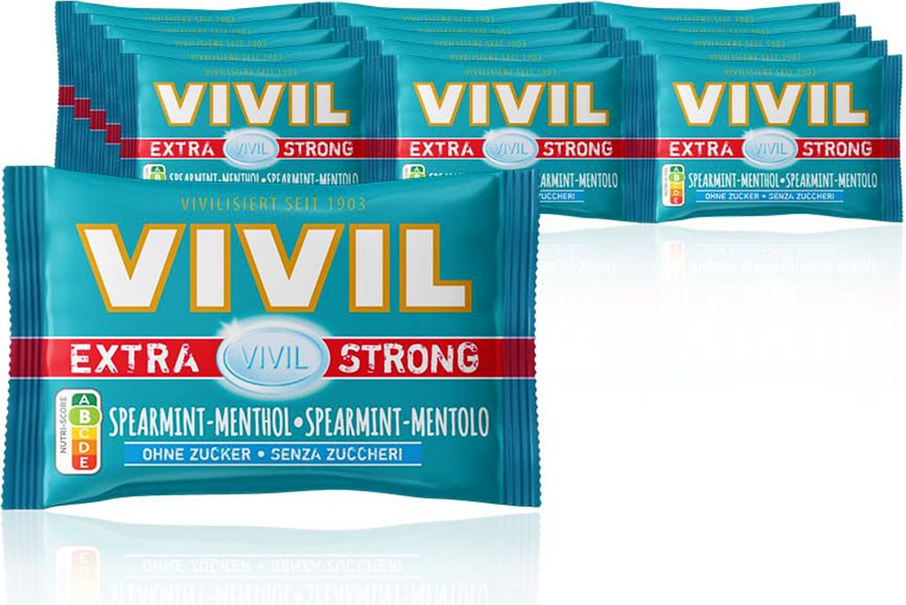 VIVIL Extra Strong Spearmint-Menthol Pastillen ohne Zucker | 5 x 3er Pack