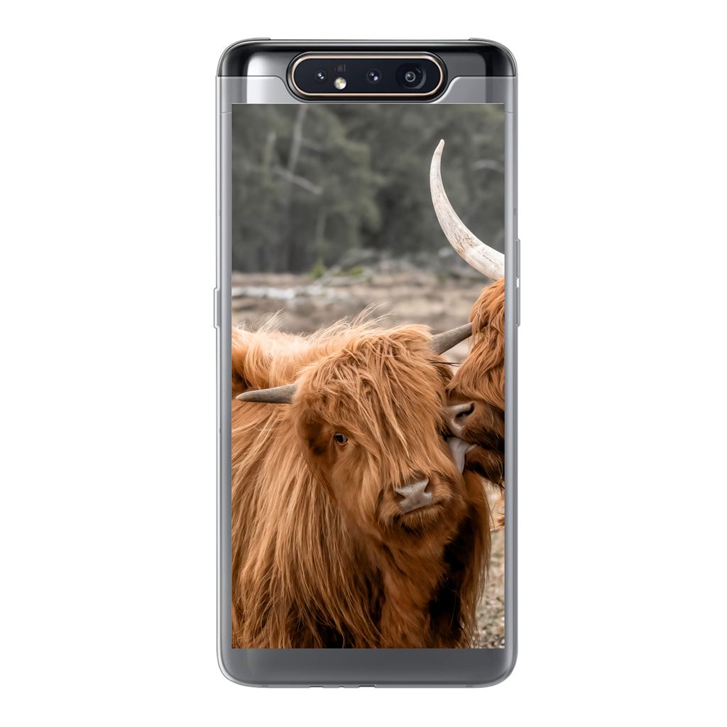 MuchoWow Handyhülle Schutzhülle Hülle für Samsung Galaxy A80 Schottischer Highlander - Liebe - Porträt Silikon Softcase Handy Hülle - Schut...