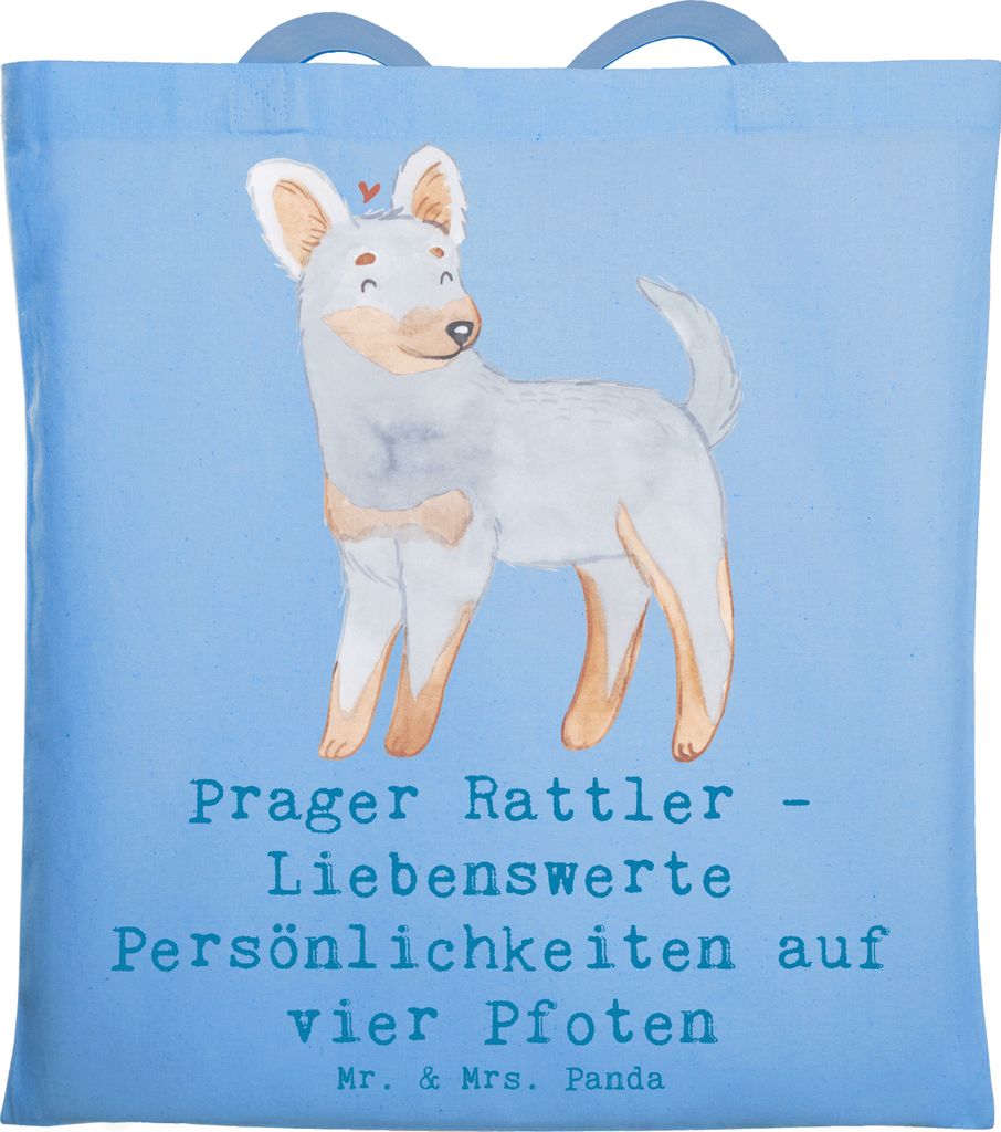 Mr. & Mrs. Panda Tote Bag Prager Rattler - Sky Blue - Geschenk, Hunderassen Vielfalt, studententasche, Liebenswerte Persönlichkeiten, verspielte H...