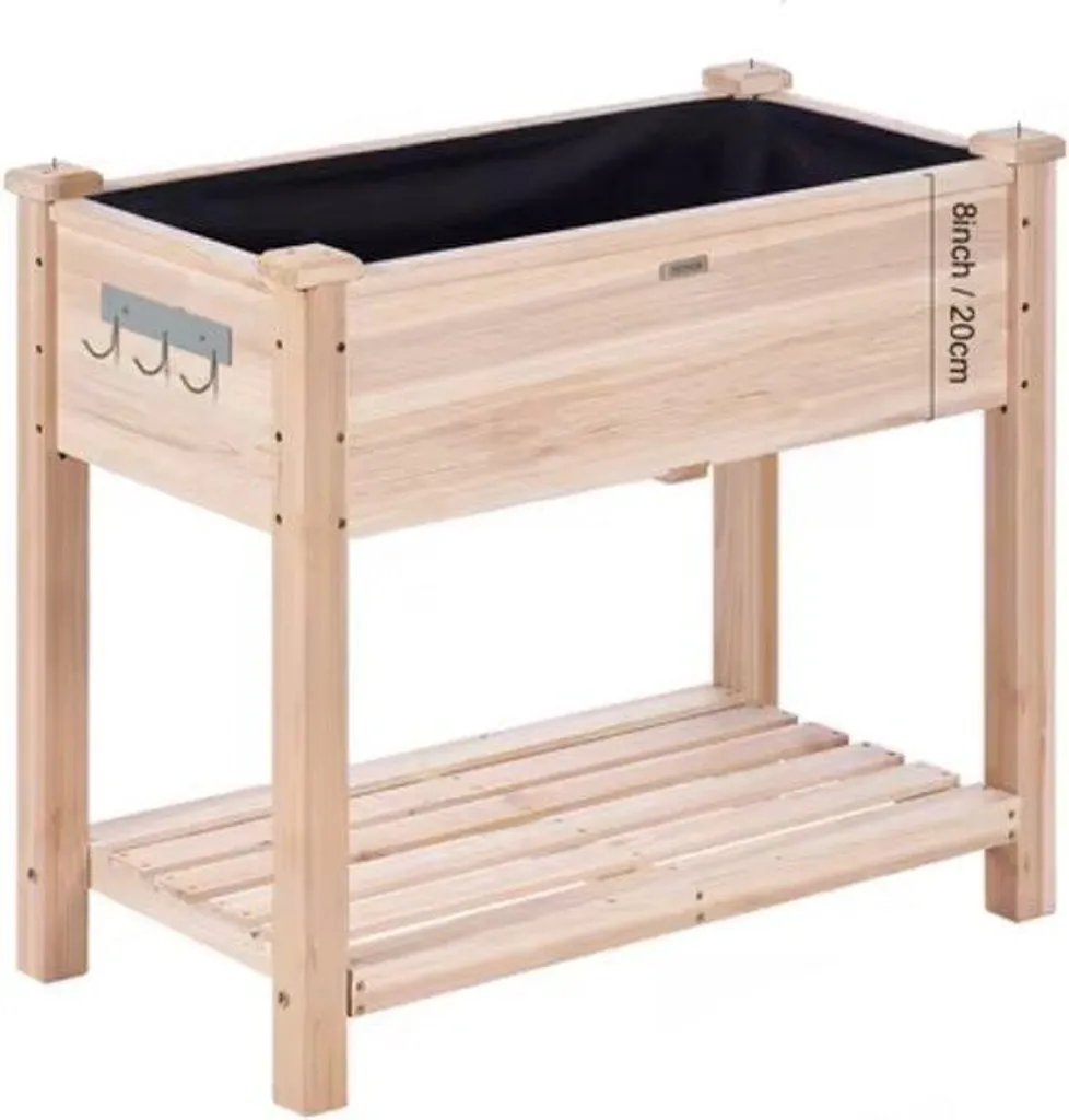 Pot de fleurs haut en bois pour potager de terrasse - Charge 100 kg