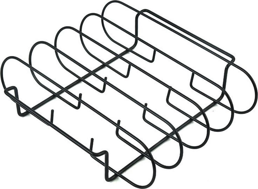 Rippchenhalter Edelstahl 4er, BBQ Rack für Grillparty & Camping, spülmaschinenfest, wiederverwendbar, 32x25x8cm