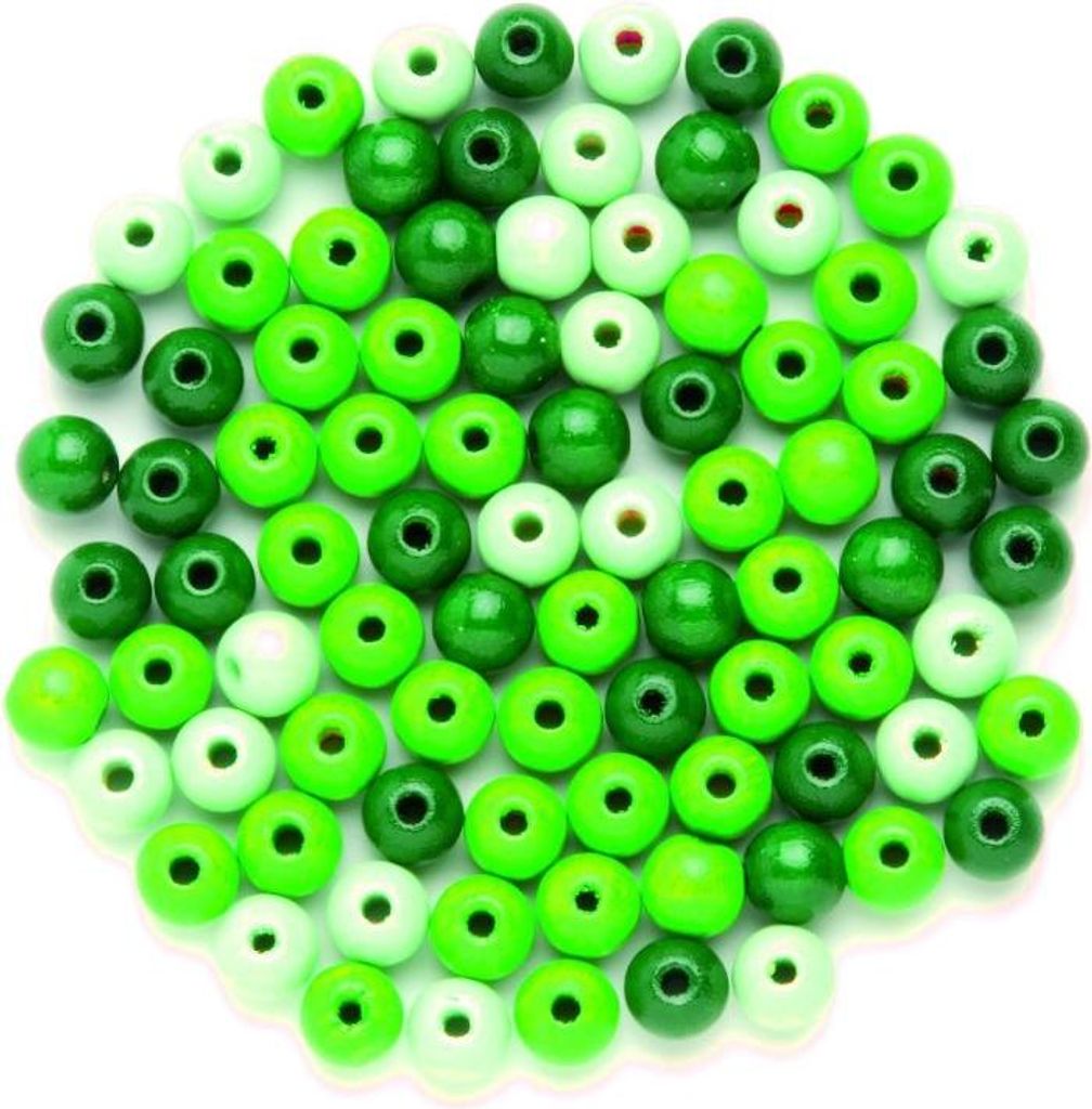 Glorex Holzperle grün mix 15 mm - 14 Stück