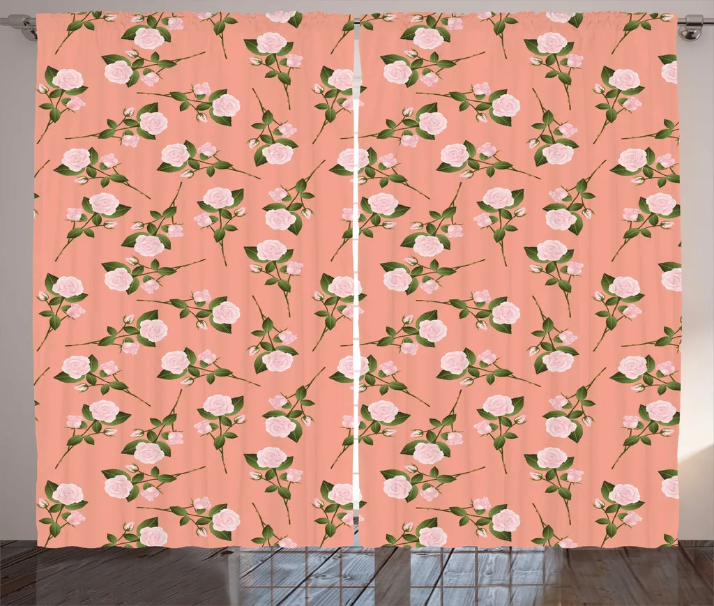 Rideau à fronces motif fleurs champêtre pour chambre à coucher 280x225cm