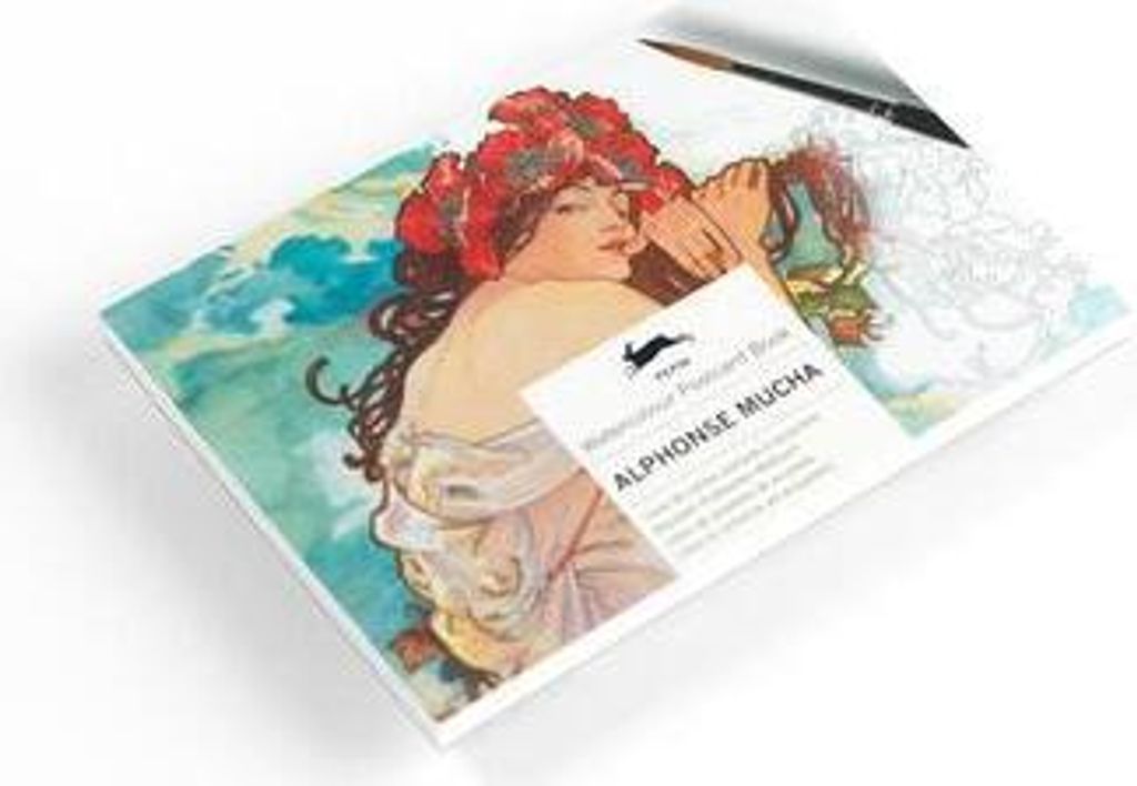 PEPIN-Colouring Malbuch Alphonse Mucha für Aquarell und Produktbild 