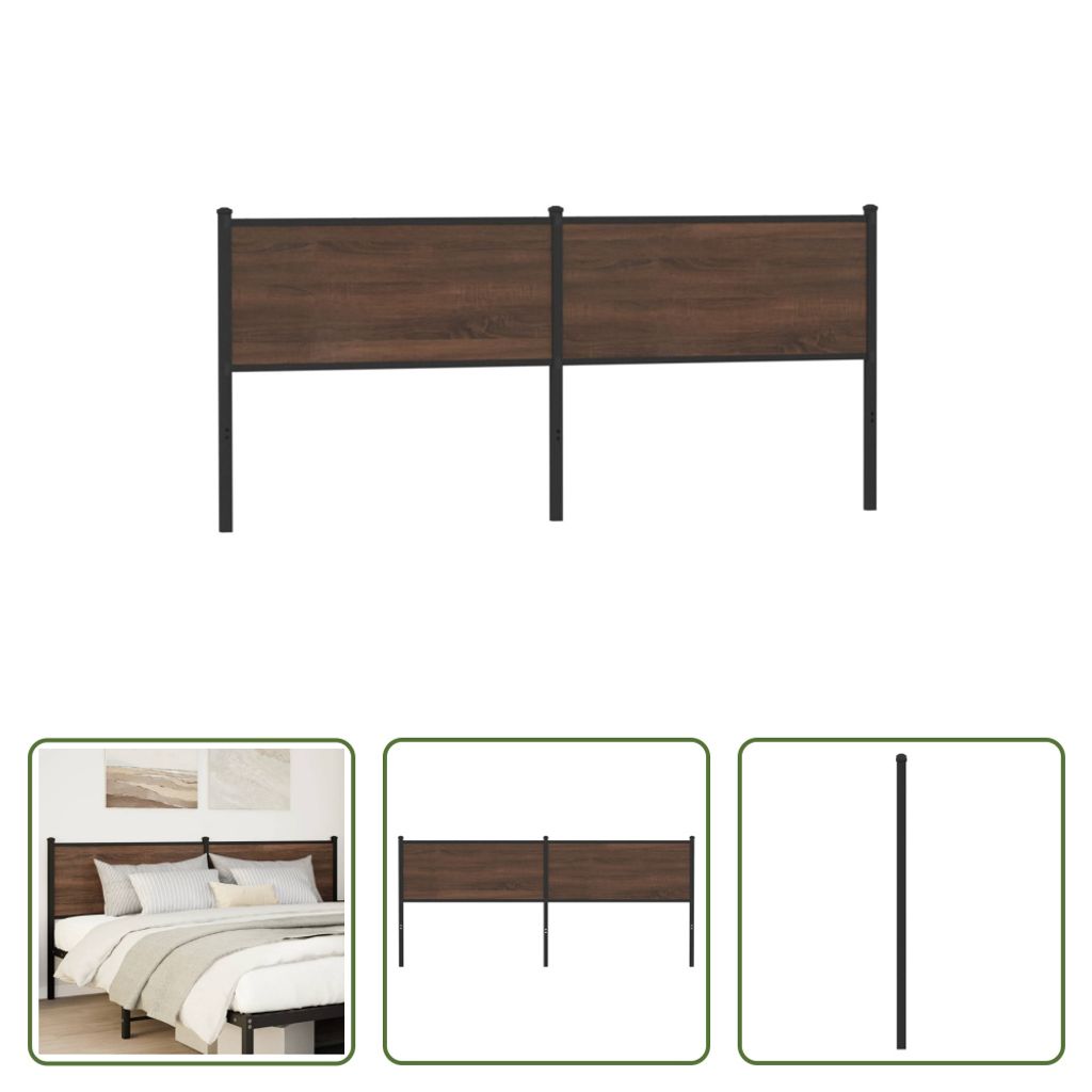The Living Store Kopfteil Braun Eichen-Optik 190 cm Holzwerkstoff und Stahl