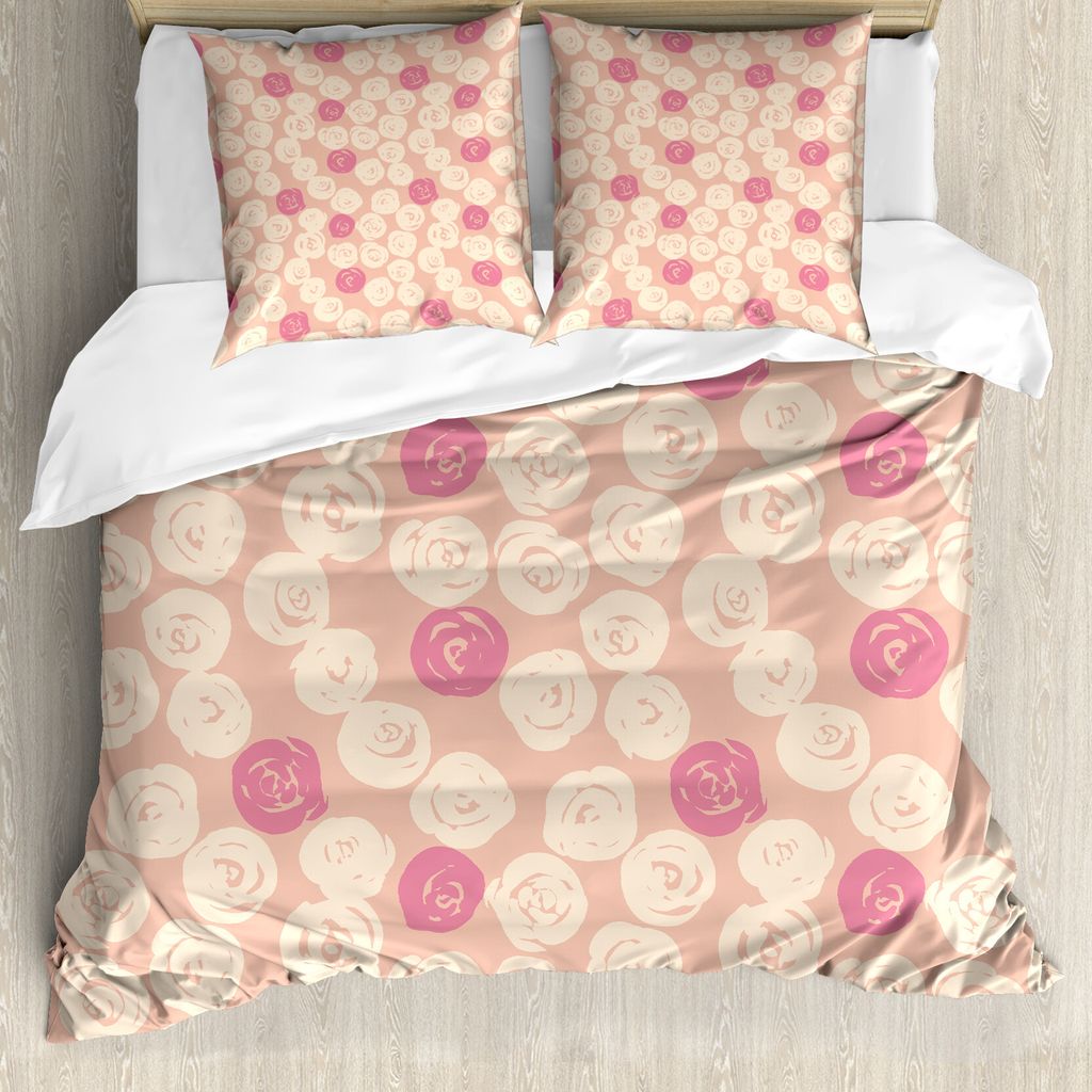 ABAKUHAUS Abstrakt Bettbezug Set für Einzelbetten, Grunge Rose Petal Runden, Milbensicher Allergiker geeignet mit Kissenbezug, 155 cm x 220 cm - 8...