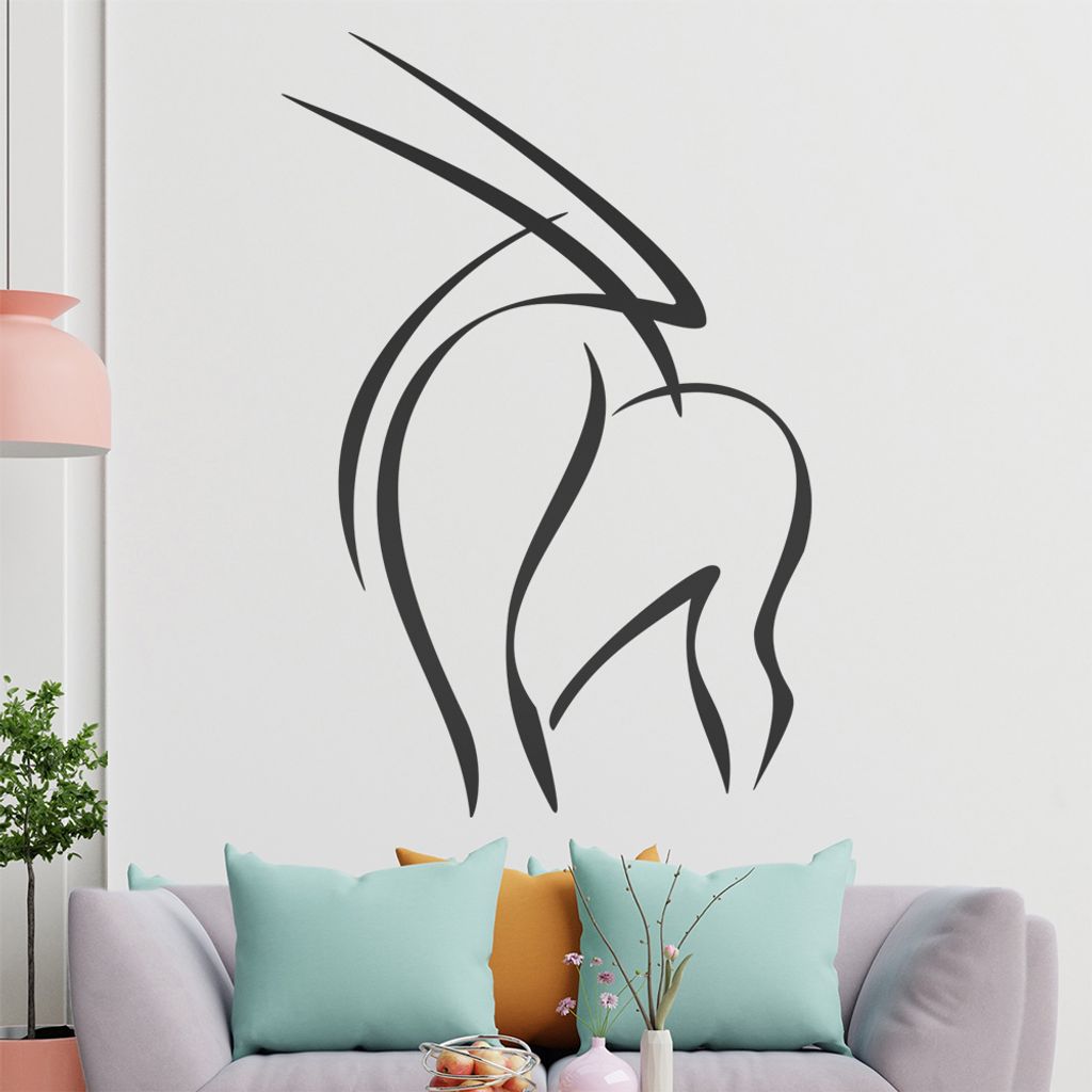 Antilope Linien Wandtattoo in 6 Größen - Wandaufkleber Wall Sticker - Dekoration, Küche, Wohnzimmer, Schlafzimmer, Badezimmer