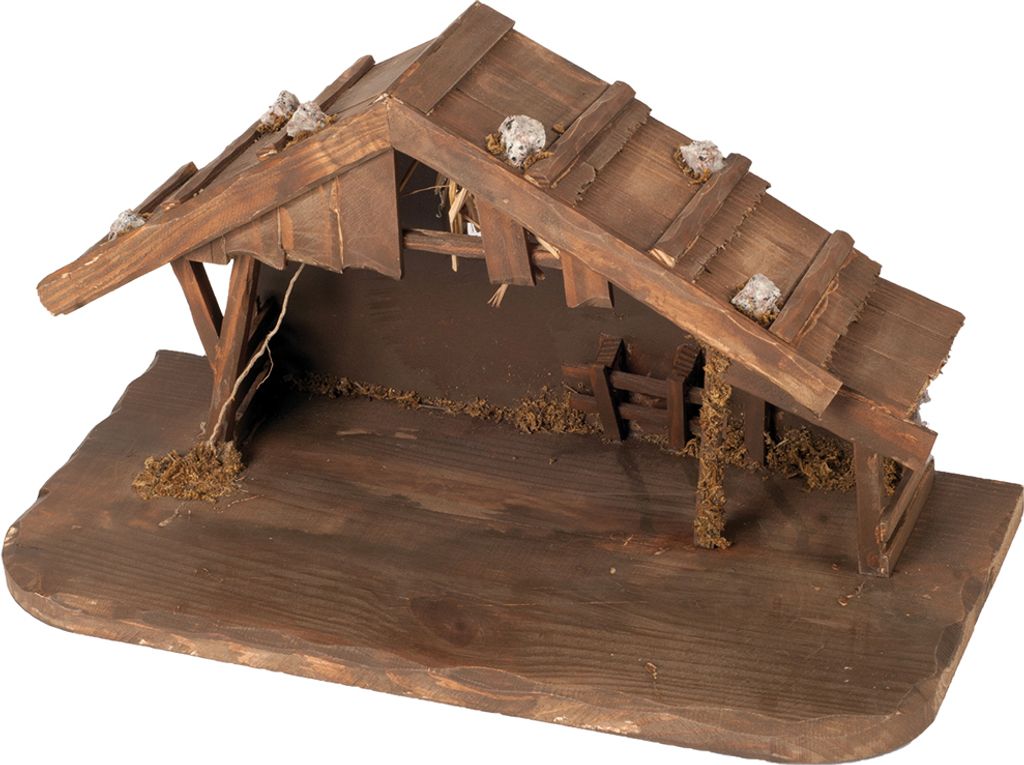 FADEDA Stall Bern klein / Höhe:21 cm / handbemalt / detailgetreue Krippen Figuren - Weihnachten Tisch Dekoration Krippe Zubehör