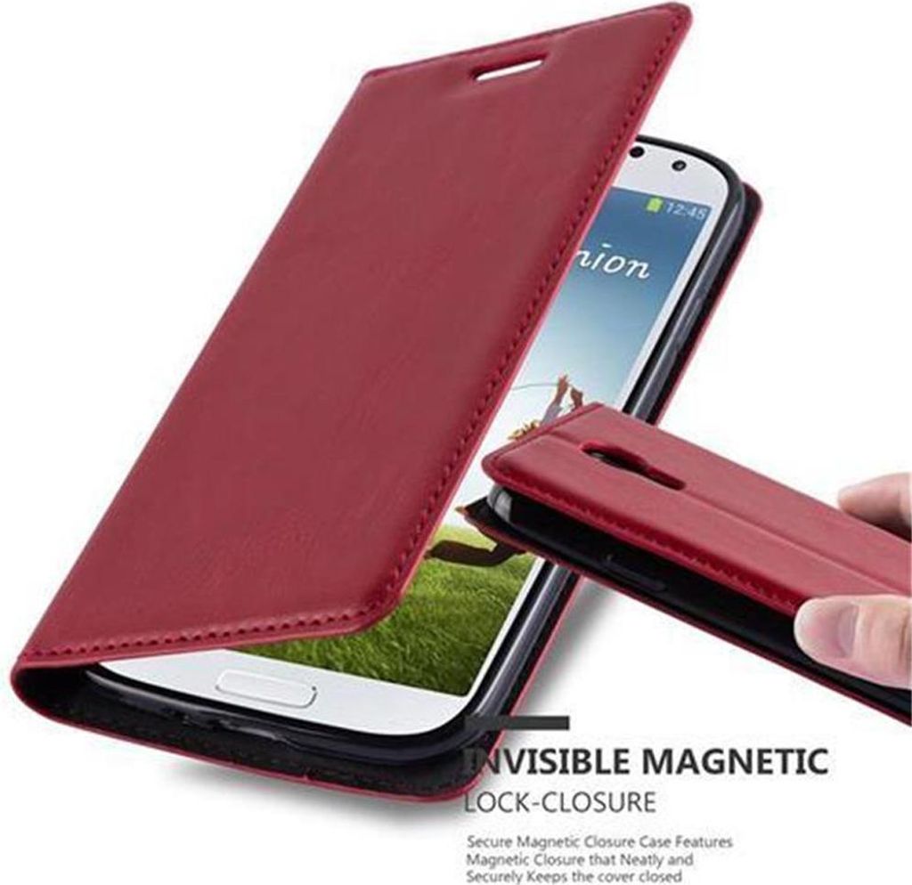Cadorabo Hülle für Samsung Galaxy S4 Schutz Hülle in Rot Handyhülle Etui Case Cover Magnetverschluss