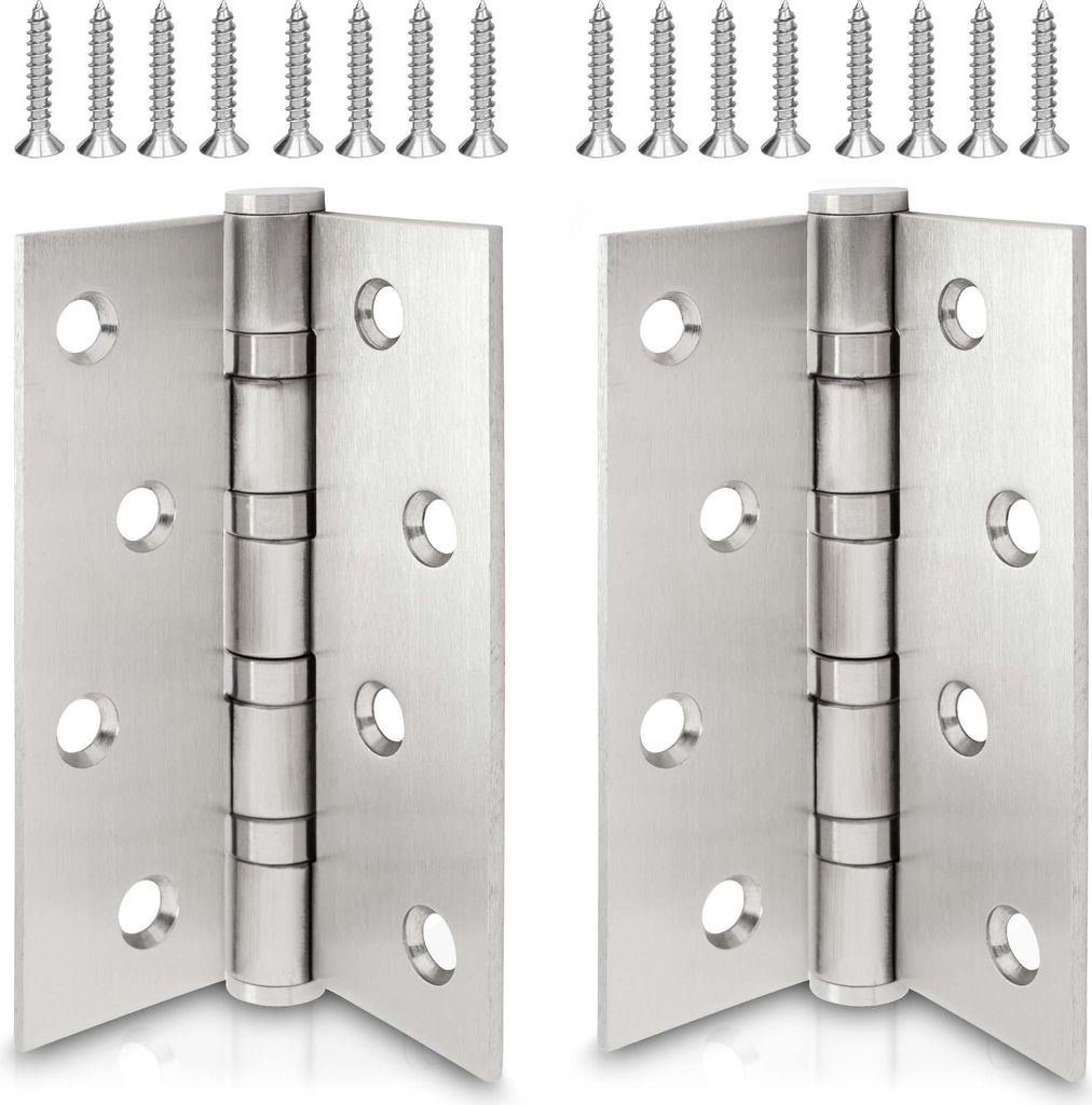 ECENCE Edelstahl Tür-Scharnier 2 Stück, Türband, Beschlag, 4-fach Stahlkugel gelagert, Edelstahl