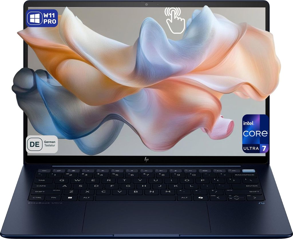 HP EliteBook Ultra G1i Business Laptop, Core Ultra 7 258V, 14" 2.8K Touch Display, Arc Graphics, Wi-Fi 7, W11 Pro, Deutsches Tastatur-Layout, Blau,...