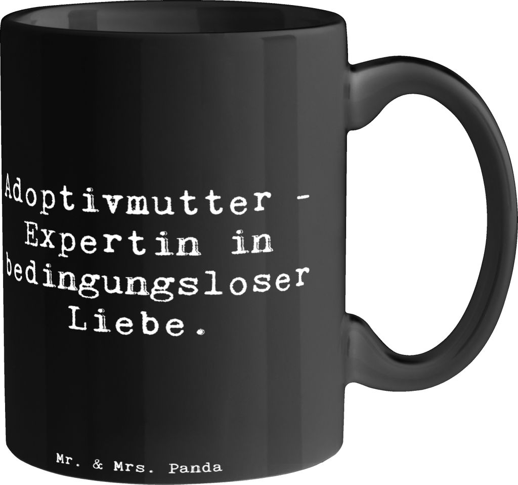 Mr. & Mrs. Panda Teetasse Spruch Adoptivmutter Expertin - Schwarz - Geschenk, persönliche Erinnerungen, Kaffeebecher, Liebe, Mutterschaft, Familie...