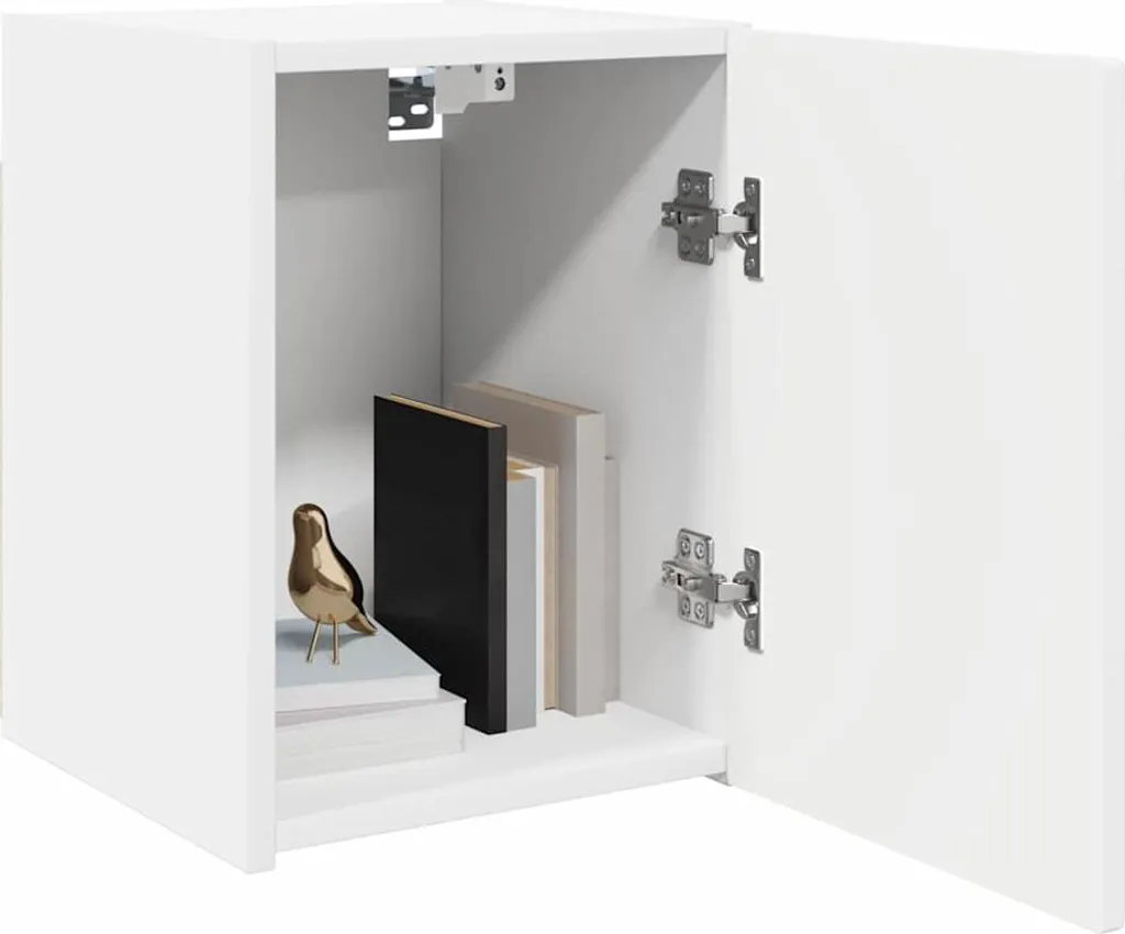 Support TV mural blanc pour optimiser le rangement du studio ou salon