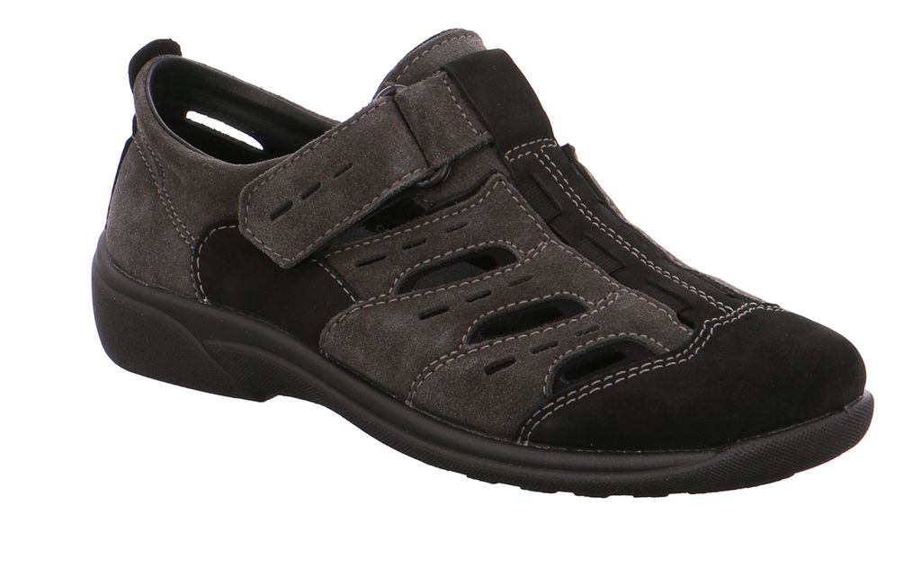 Rohde Herren Halbschuhe Slipper Leder Klettverschluss Rostock 1235, Größe:41 EU, Farbe:Grau