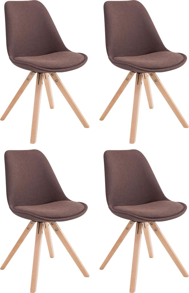 4er Set Besucherstuhl HLO-CP82 Stoff Square Natura braun