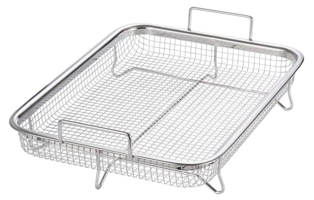 Edelstahl Grillkorb Multifunktion Grillgitter Backkorb für Pommes Frites, Grillen (30x 22x 5CM)