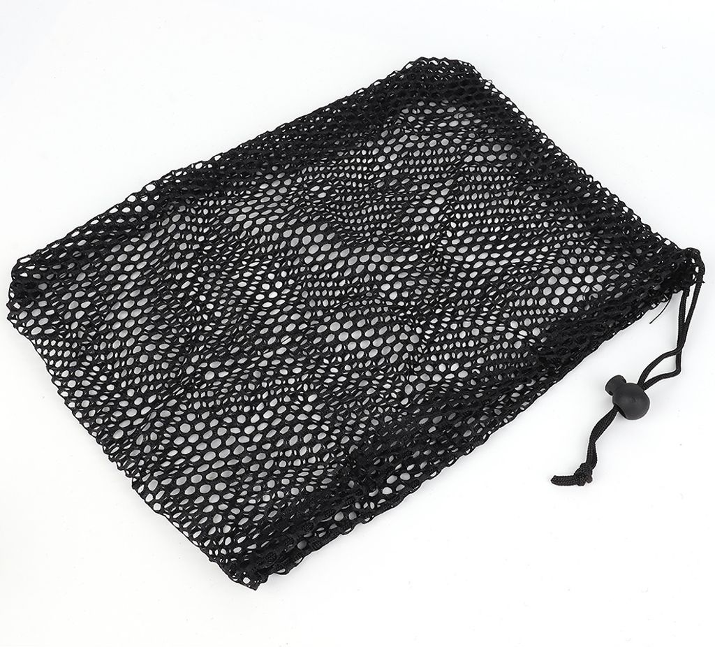 Schwarze Nylon Mesh Kordelzug Tasche, Aufbewahrung für Tennisbälle, Golfbälle, Große Kordelzug Beutel