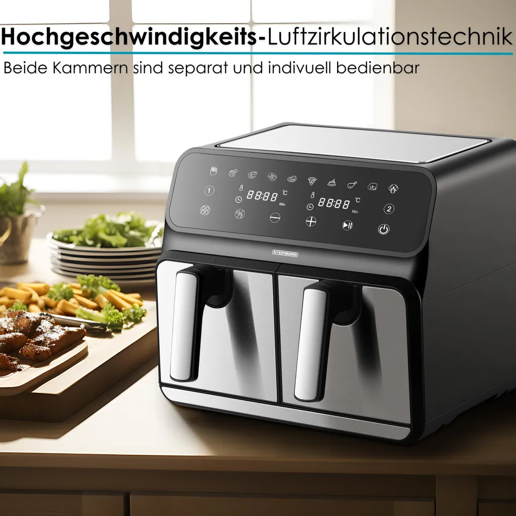 Airfryer double compartiment Steinborg SB-3131 pour cuisine saine 9L - 5