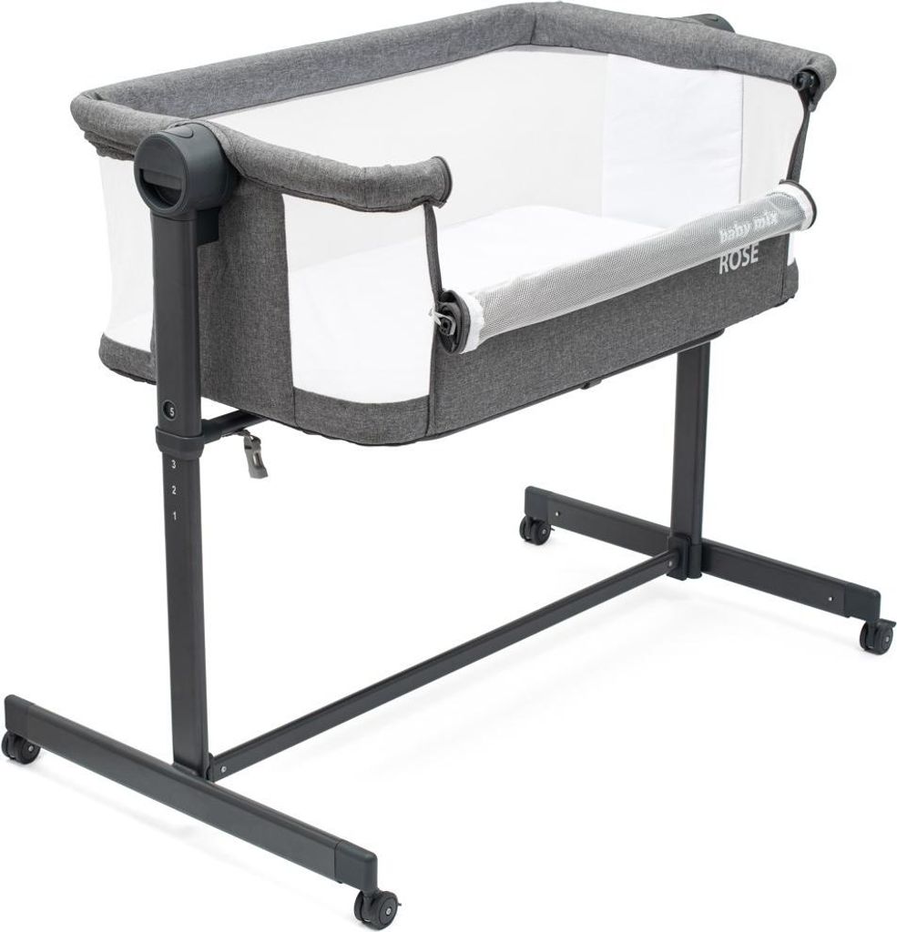 Graues Beistellbett Rose, 5-fach höhenverstellbar (68-80 Produktbild 