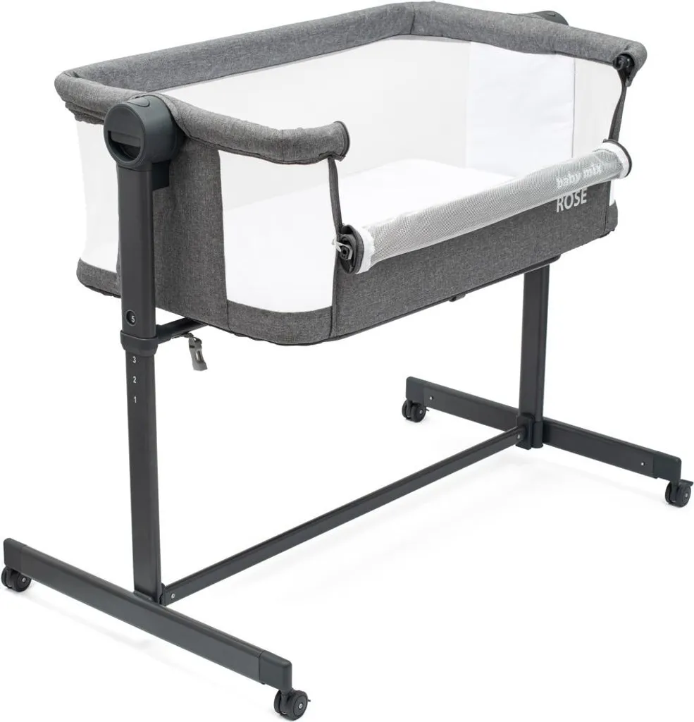 Lit d'enfant Rose Baby Mix gris sécurisé pour éviter les maux de dos