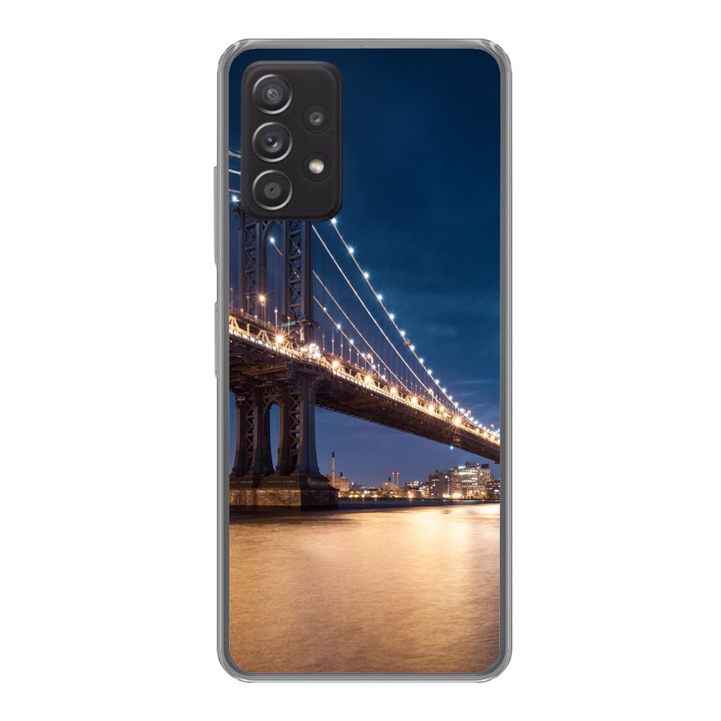 MuchoWow Handyhülle Schutzhülle Hülle für Samsung Galaxy A53 5G New York - Manhattan - Mond Silikon Softcase Handy Hülle - Schutzabdeckung