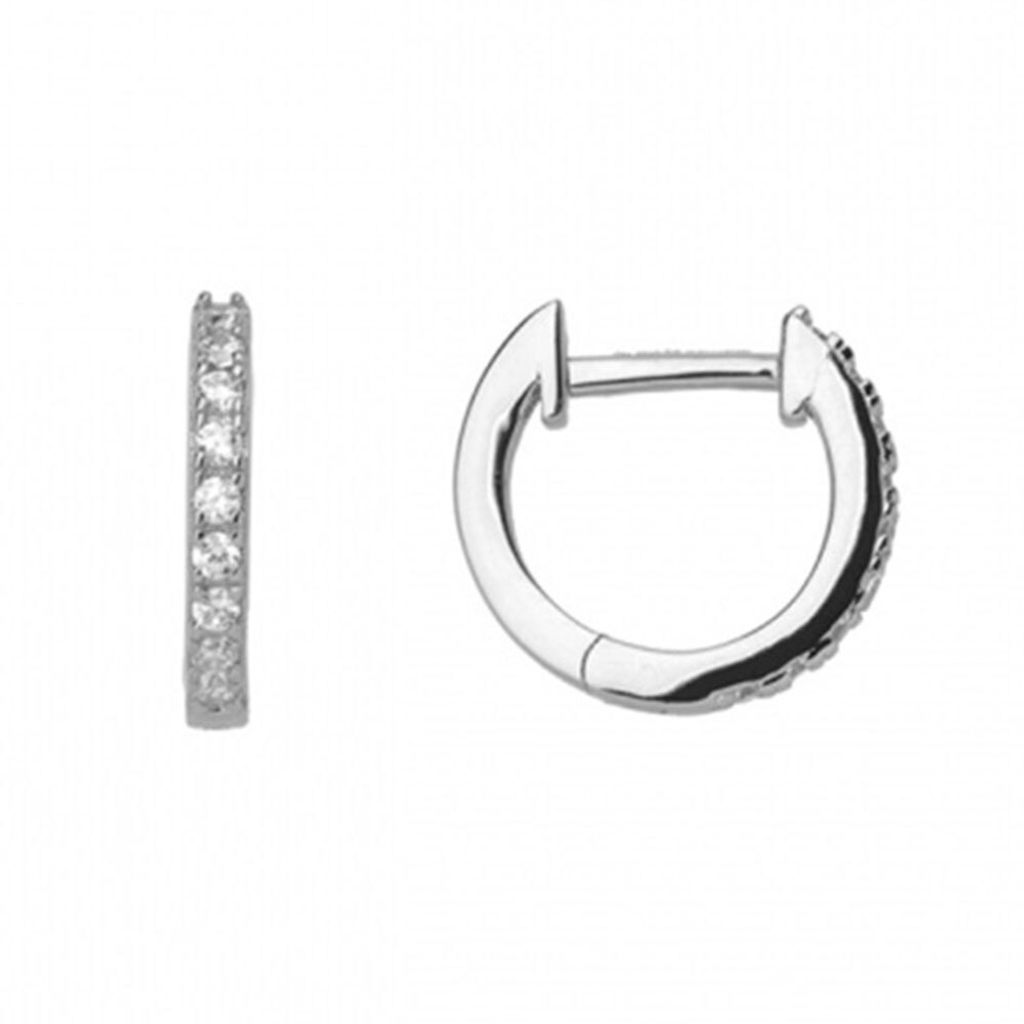 Xenox Damen 925 Sterling Silber Creolen 12 mm mit Zirkonia in silberfarben - CREOLEN - XS8662