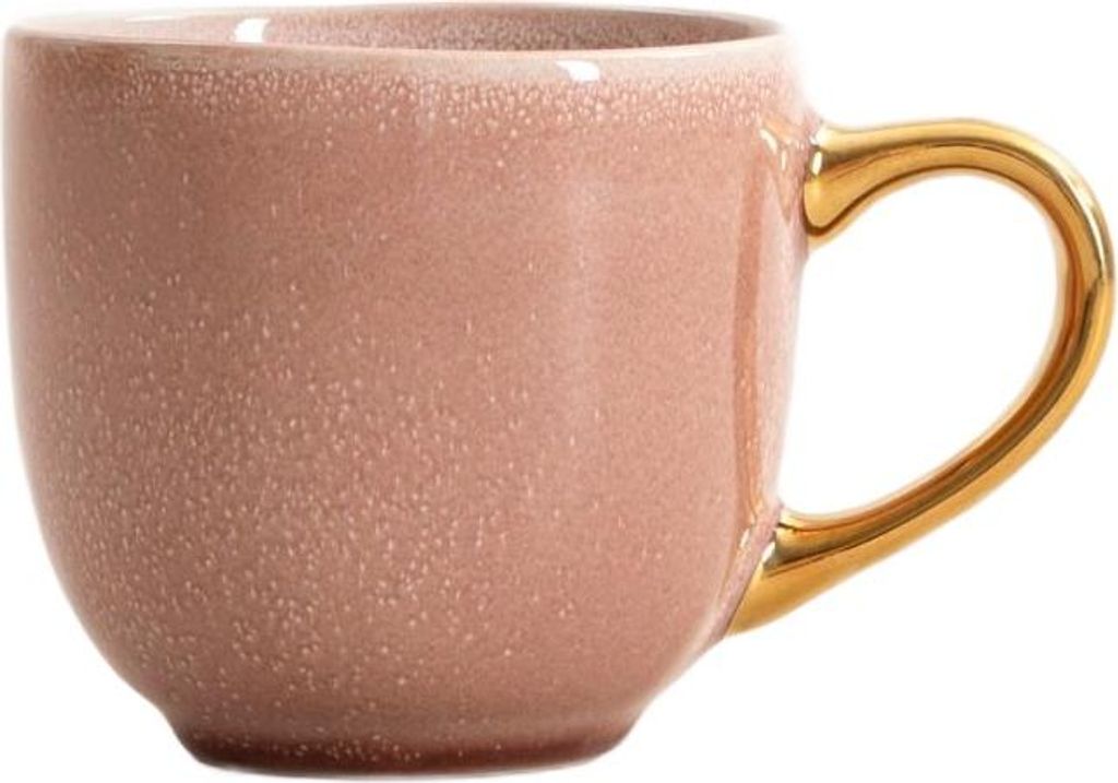 HOMLA VINESS Becher rosa mit goldenem Griff 0,4 l