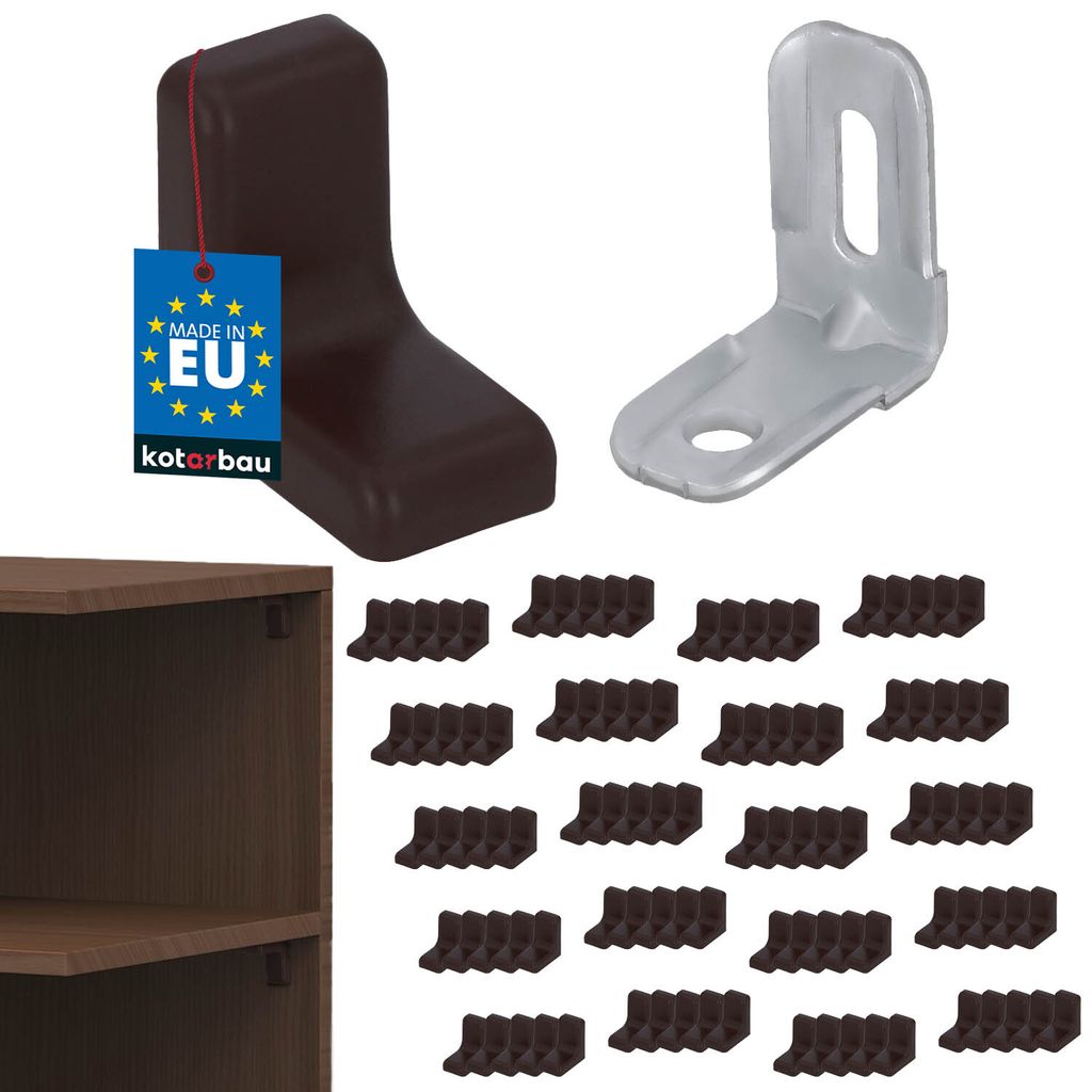 KOTARBAU 100er Set Metall-Regalbodenträger mit Kunststoffblende für Möbel Wenge